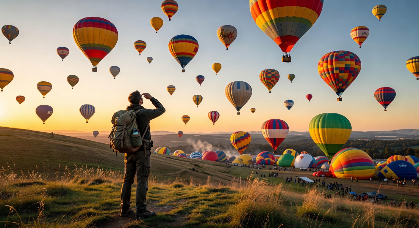 Backpacker at balloon festival