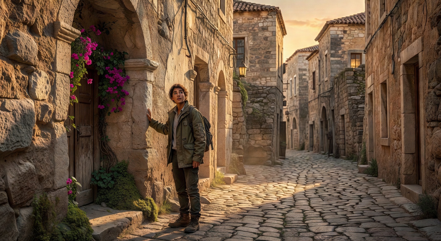 Explorer in Nepalese ancient city