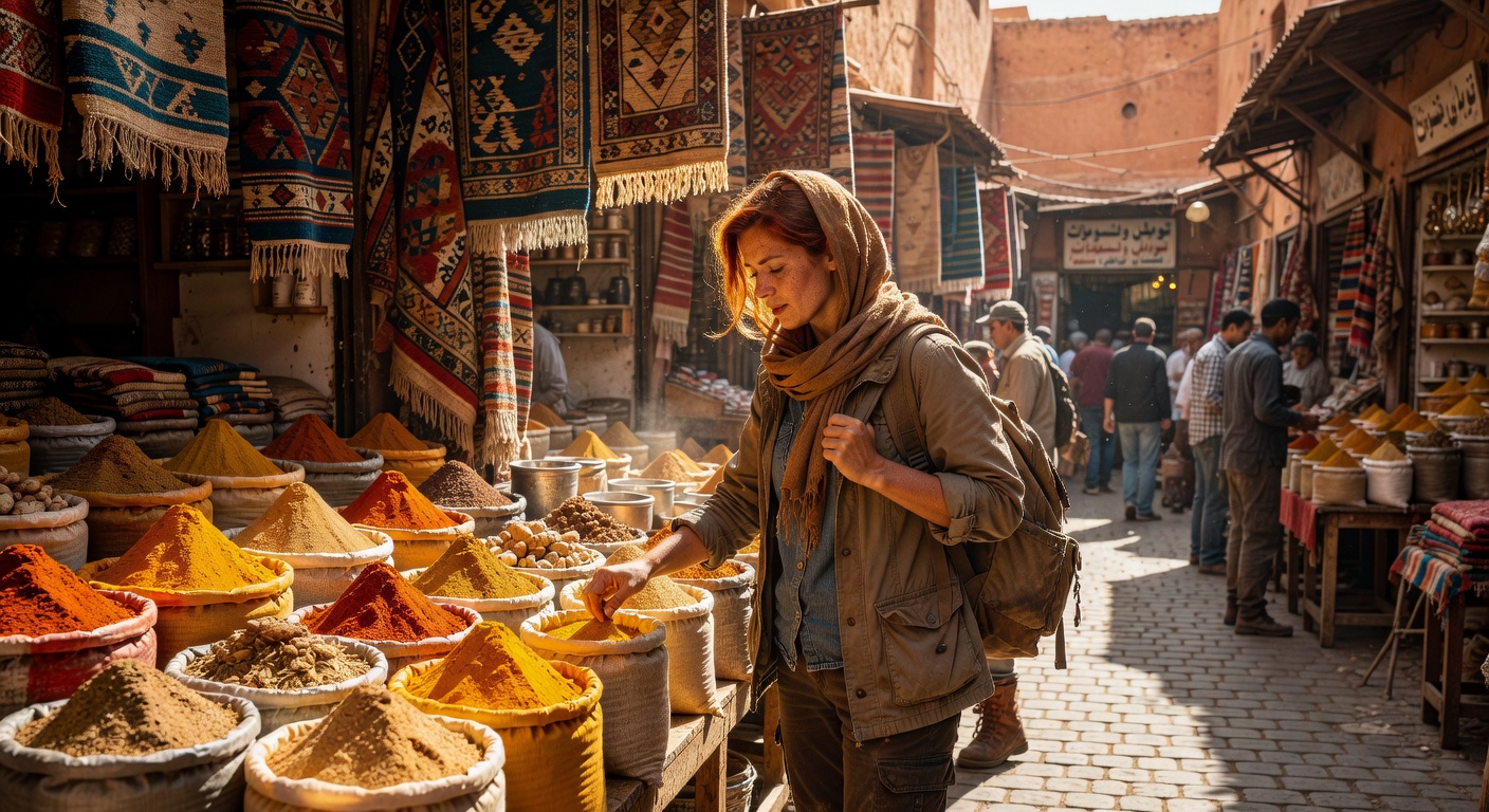 Explorer in Moroccan market