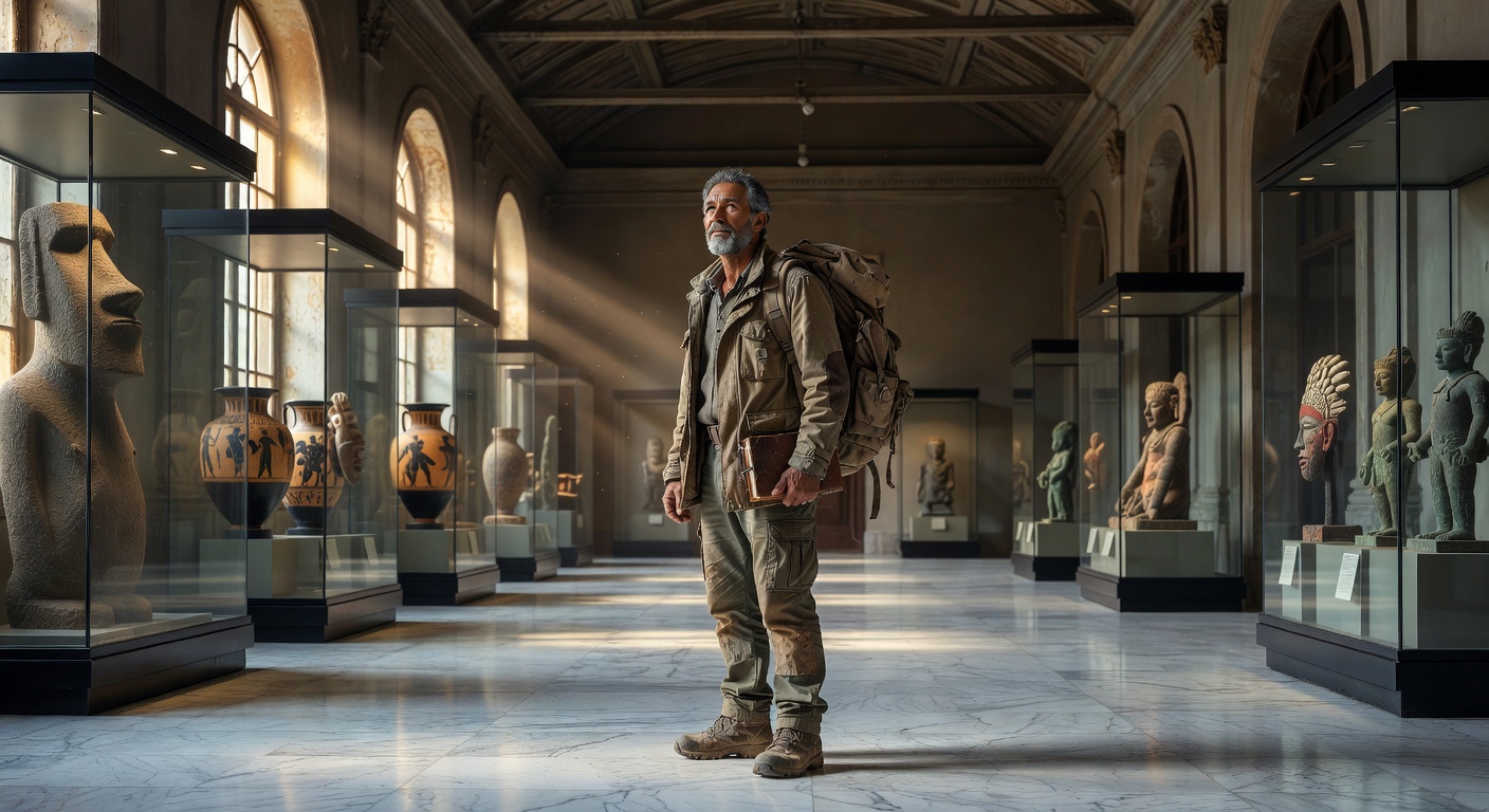 Globetrotter exploring Italian museum hall