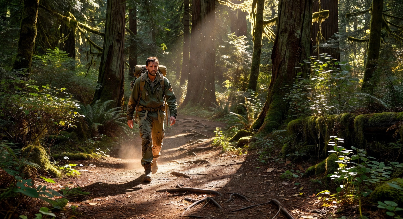 Man hiking in Costa Rican forest trail